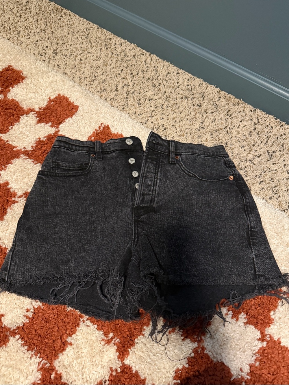 Old Navy Black Sky-Hi A-Line Denim Shorts